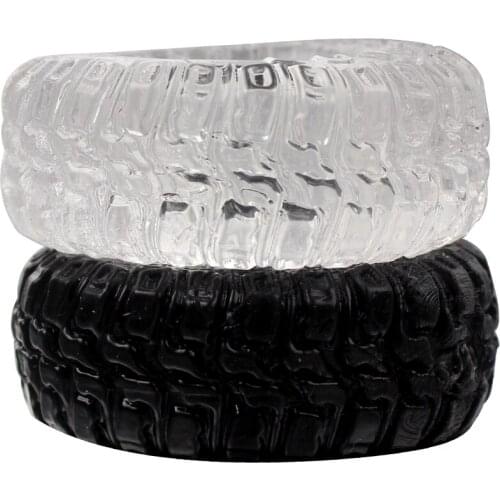 2Pcs/Set Tire Type Cock Rings Delay Ejaculation Silicone Black/Transparent Penis Rings Sex toys for Men