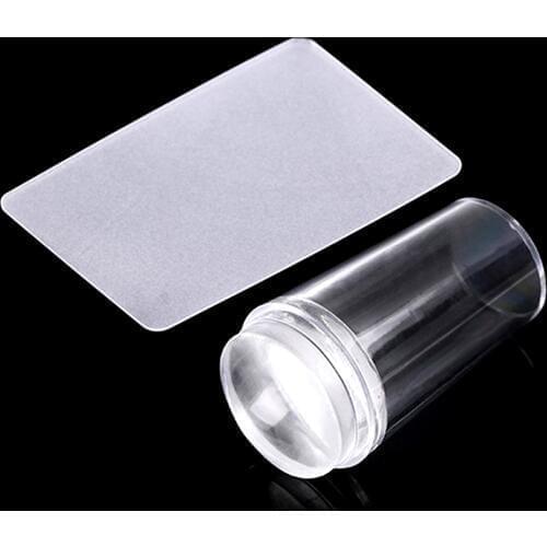 Tignish 1Set Silicone Scraper Cap Transparent Stamping Head Clear Jelly Stamper Polish Transfer Templates Nail Art Tools