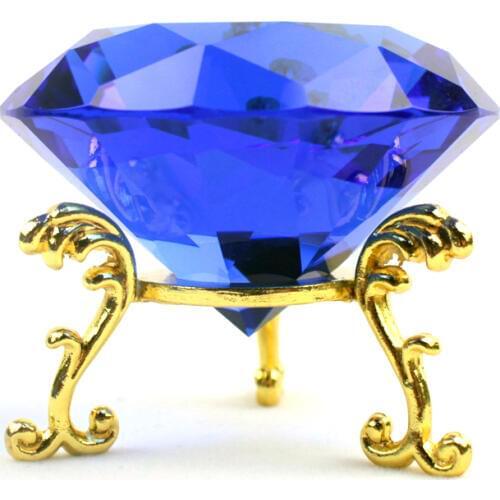Bling Royal Blue Color Crystal Diamond Paperweight Office Desk Fengshui Crfats decor Home Decoration Aceessories