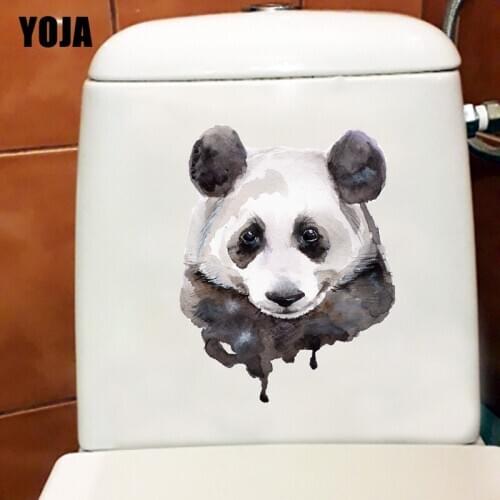 YOJA 19.2×24.8CM Hand Drawn Panda Avatar Home Kids Room Wall Stickers Classic WC Toilet Decoration T1-2744