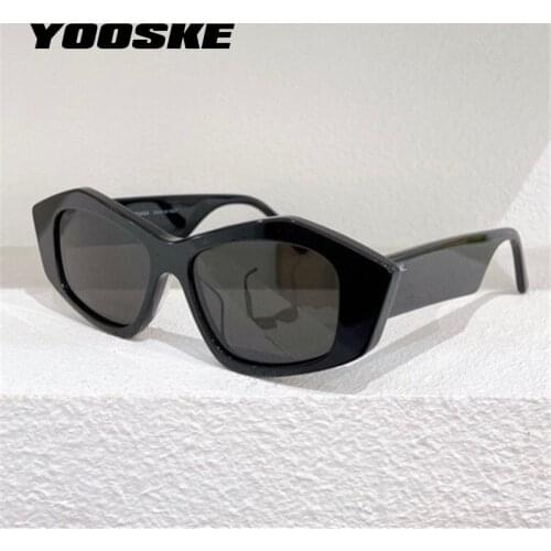 YOOSKE Brand Vintage Irregular Sunglasses Women Fahsion Cat Eye Sun Glasses Men Trendy Hip-hop Eyewear Wide Leg Design UV400