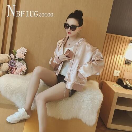 2020 Autumn Champagne And Pink Color Women Pu Leather Coat Cool Female Jacket