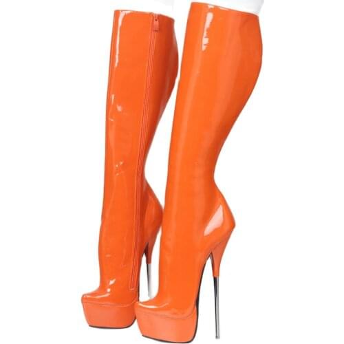Knee-High Boots Super High Heel Stiletto Metal Thin Heels Platform Women Sexy Fetish Boots Wholesale