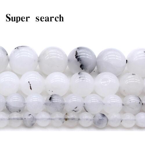 4mm/6mm/8mm/10mm Natural Black Hair Quartz Chalcedony Bracelet Crystal Women Gift CLear Stone Charm Stretch Round Beads Jewelry