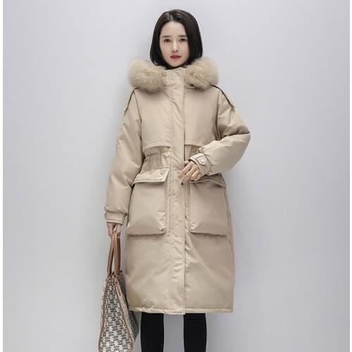 Real Natural Fox Fur Collar Women 2021 New Winter White Duck Down Coat Female Solid Puffer Jacket Oversize Hooded Thicken Parkas