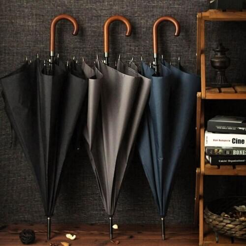 New Arrival Long Umbrella 8K Windproof Wooden Handle Large Men Umbrellas Rain Quality Classic Business Paraguas