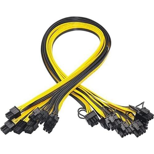 10 Pcs 6 Pin PCI-E to 8 Pin(6+2) PCI-E (Male to Male) GPU Power Cable 50cm for Image Cards Mining Server Breakout Board