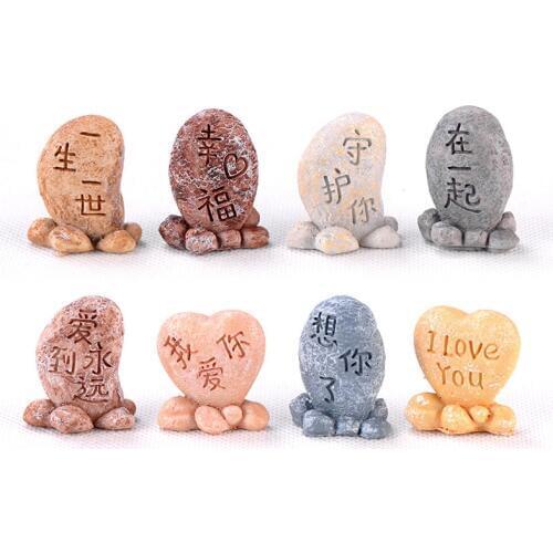 10PCS Mini Miniature Fairy Garden Supplies Resin Stone Rockery Stones Garden Ornament Tool DIY Micro Gnome Terrarium Gift