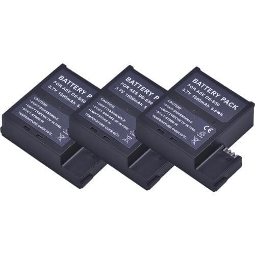1500mAh DS-S50 DSS50 S50 3PCS Rechargeable Battery for AEE DS-S50 S50 AEE D33 S50 S51 S60 S71 S70 Cameras Battery