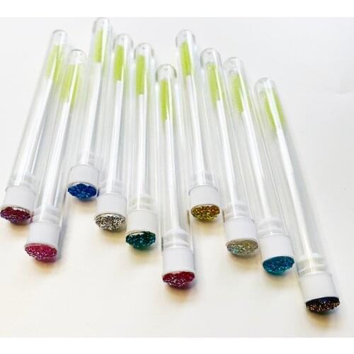 20pc Eyebrow brush Reusable tube disposable eyelash brush replaceable dust-proof tube Mascara Stick Applicator diamond at bottom