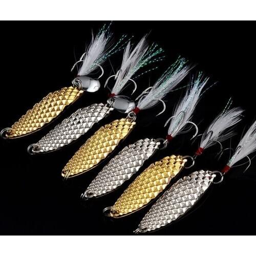 2020 Metal VIB 7/10g/15g/20g Hard Lure Leech Spinners Spoon lure Angling Hard Baits Gold Fishing Tackle Feather Hook Lures
