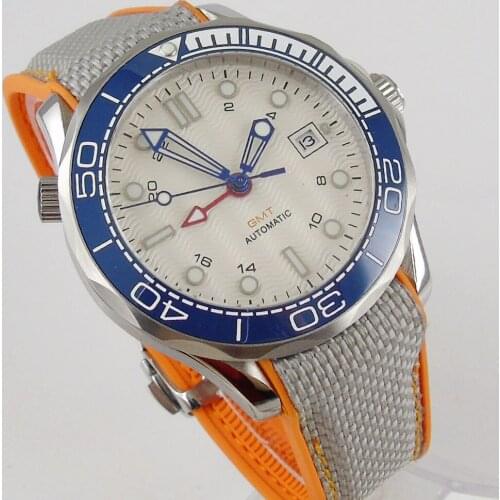 41mm White Dial Sterile Sapphire Glass Rubber GMT Ceramic Bezel Automatic Mechamical Mens Watch