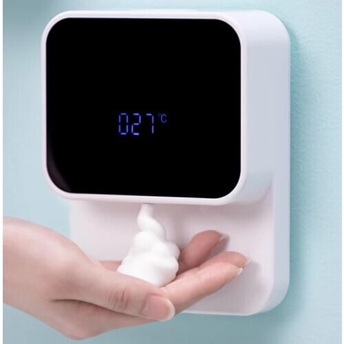 New 280ml Touchless Automatic Sensor USB Charge Hand Foam Soap Dispenser LED Temperature Display Infrared Induction Wall Mounted