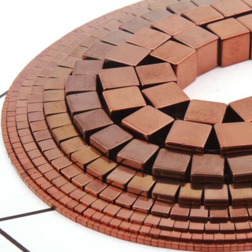 Natural Hematite Brown Cube Shape Smooth 2/3/4/6/10mm Loose Stone Beads For DIY Necklace Bracelets Jewelry Making Strand 15"