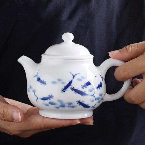 Jingdezhen Teapot 260ml Ceramic Filter Teapots Hand-painted Blue and White Porcelain Kettle Chinese Kung Fu Tea Pots Water Kettl
