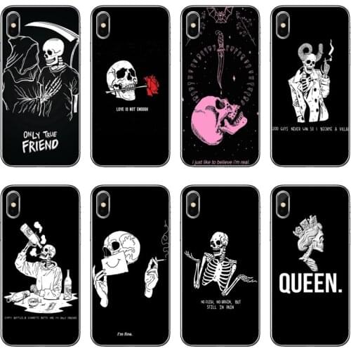 Black white skeleton aesthetic For Xiaomi Mi 9 8 SE Pro A1 A2 Lite 6 6X 5 5s 5x note mix 2s max 2 3 Transparent cover case