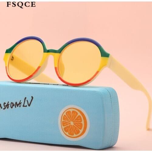 FSQCE Kids Round Frame Sunglass Brand Designer Baby Boys Girls Cute Retro Vintage Sun Glasses For Children UV400