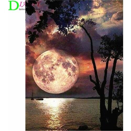 DIADIY 5D DIY Diamond Painting Moon Full Square Diamond Embroidery Landscape Cross Stitch Mosaic Sale Home Decoration