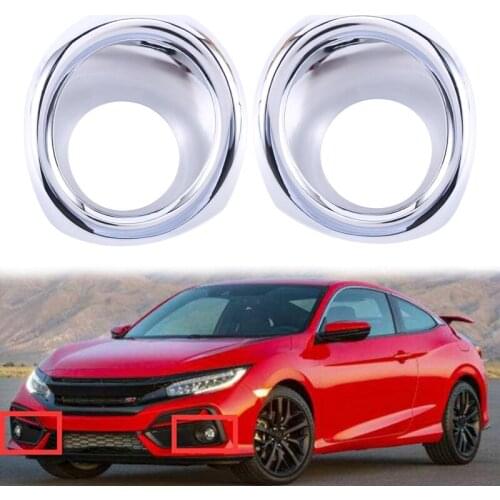 Chrome Front Bumper Fog Light Lamp Frame Cover Trim for Honda Civic Hatchback 2020-2021