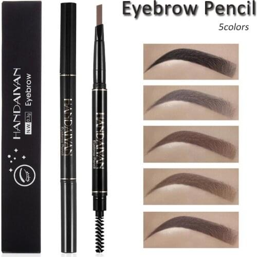 Double Head Eyebrow Pencil Slanted Tip Pen With Brush Wateproof Fade-Proof Suit All Hair Colors Stereoscopic Natural Brow Makeup