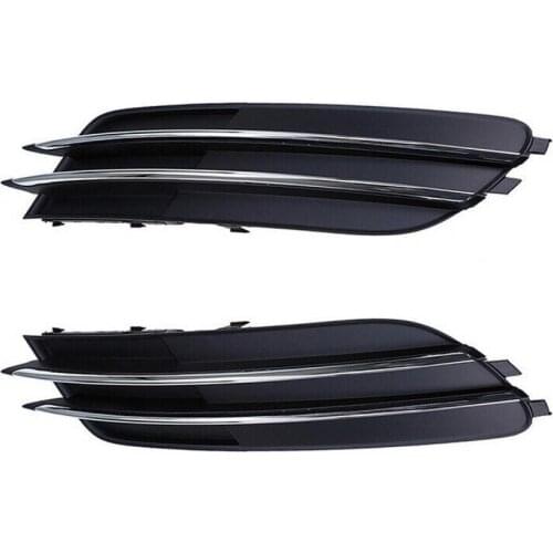 2 pcs Black Fog Lamp Grille Car Front Fog Light Grille Cover Trim 4G0807681 4G0807682 For Audi A6L C7 12-14