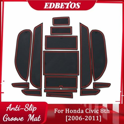 Car Door Groove Mat For Honda Civic 8th Gen 2006-2011 and Honda Type R FA FD 2007-2010 Non-Slip Mats Interior Door Pad/Cup