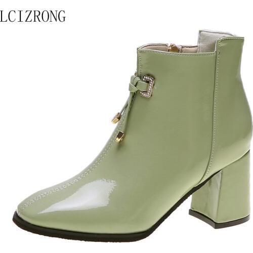 LCIZRONG New High-heeled Womens Boots 2019 Autumn and Winter Plus Velvet Retro Martin Boots Fashion Ladies Short Booties