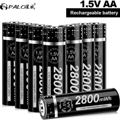 PALO 1.5V AA Li-ion Rechargeable Battery 2800mWh AA 1.5V Li-ion Batteries Batteria aa lithium battery for Flashlight Toy