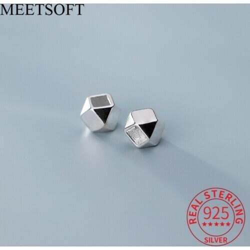 MEETSOFT 5pcs/lot Trendy 925 Sterling Silver geometry Bead Charms Special of DIY Handmade Necklace Decoration Bracelet Accessory