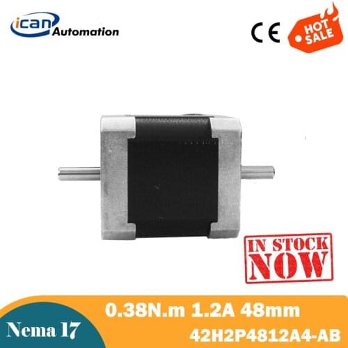 ICAN Micro Step Motor Nema17 Double Shaft 15mm Length48mm 38Ncm 1.2A Mini Stepper Motor