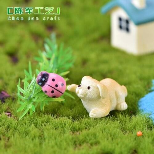 Cute Resin Dog Ornament Family Micro Landscape Decoration Mini Dog Crafts Miniatures Figurines For Home Decor Puppy Accessories