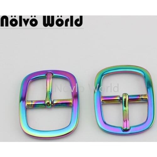 Nolvo World 5-20-100pcs 5 colors 25mm 1" rainbow metal pin buckle women bag shoe strap belt pets pin buckle dog collar metal