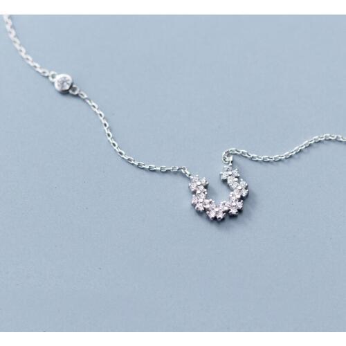 MloveAcc Hot Sale 100% 925 Sterling Silver Fashion Cubic Zirconia Flower Necklaces Pendant Trendy Ins for Women Silver Jewelry G