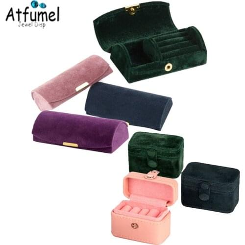 Fashion Travel Jewelry Box Mini Portable Velvet Ring Jewellery Box Earring Storage Organizer Small Luxury Jewelry Travel Case