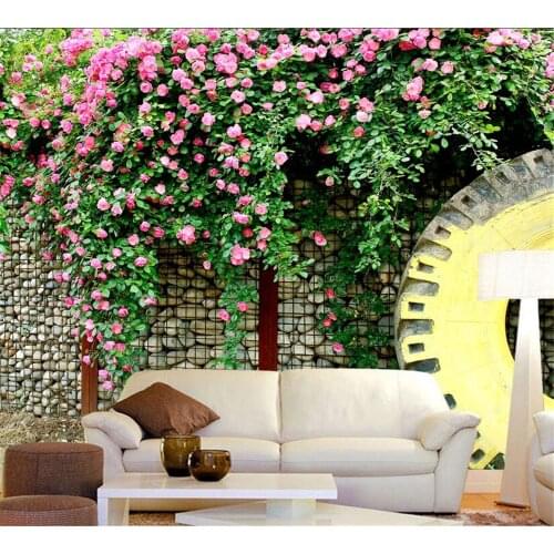 Beibehang Fashion photography romantic flower rattan wall brick tooling ktv bar store background wall custom decorative painting