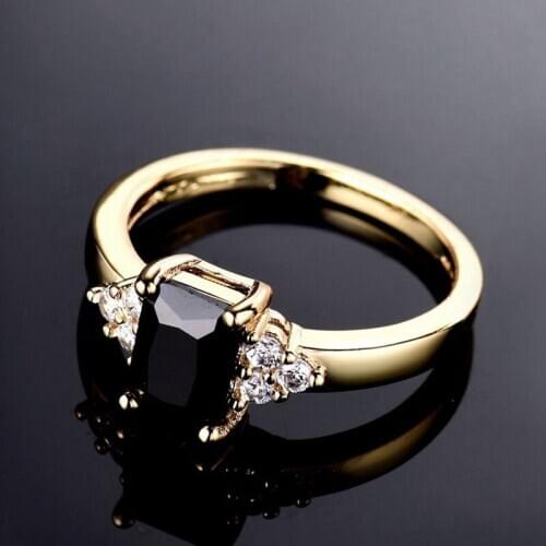Fashion Luxury Womens Black Square Inlaid Zircon Engagement Wedding Jewelry Wedding Party Available