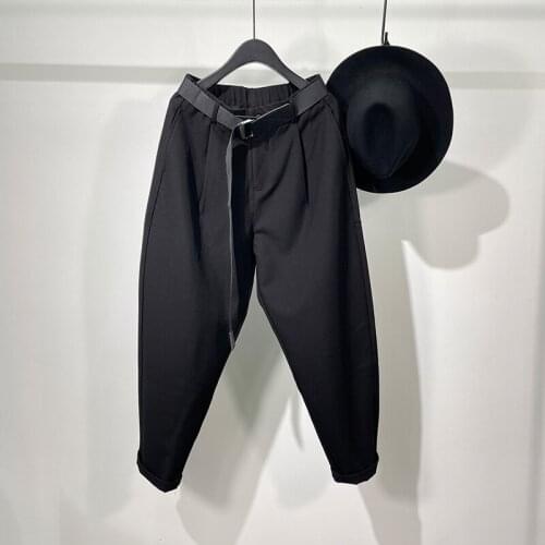 Owen Seak Men Casual Pencil Pants High Street Wear Mens Clothing England Sweatpants Preppy Autumn Winter Cross Black Pants