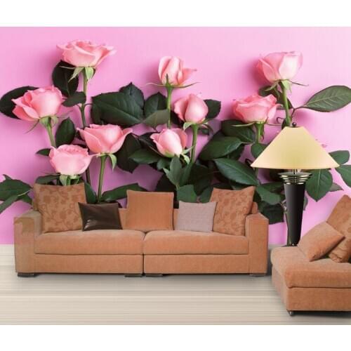 Bacal 3D Wallpaper Modern Simple TV Backdrop Pink Rose Living Room Bedroom Background mural photo wallpaper for walls 3 d