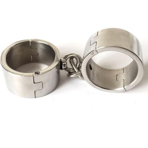 Stainless Steel 4cm High Handcuffs Sex Games BDSM Torture Bondage Slave Fetish Restraints Hand Cuffs Erotic Toys Adult Products