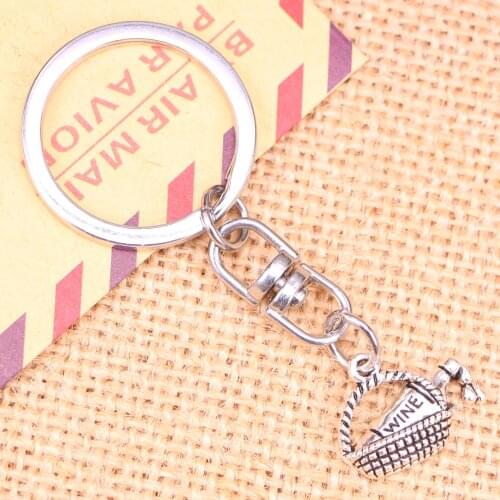 New Fashion Keychain 19x15mm wine picnic basket Pendants DIY Men Jewelry Car Key Chain Ring Holder Souvenir For Gift