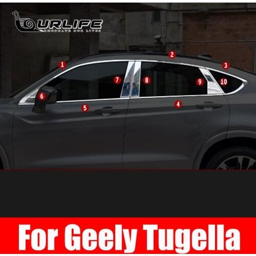 Window Pillar Post Trim Cover Exterior Decoration Accessories Stainless Steel Parts For Geely Xingyue Tugella FY11 2019-2021