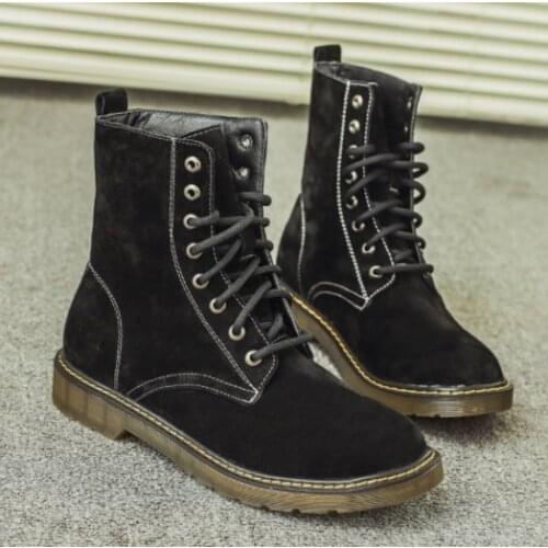 Autumn winter mens Retro ankle boots Genuine Leather lace-up dress shoes fashion Plus velvet keep warm high-top Martin boots