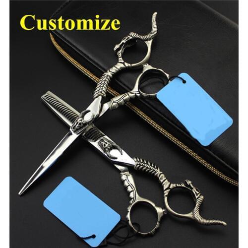 Custom-made Upscale New professional Japan 440c alloy 6 inch sheepshead hair scissors cutting thinning hairdressing scissors