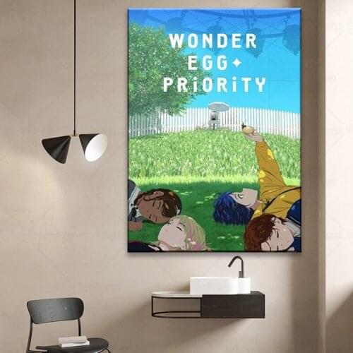 2021 Hot Anime characters Wonder Egg Priority Posters Decor Poster Wall Sticker Living Room Bar Cafe Decoration Pictures