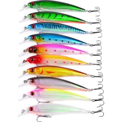 10Pcs Floating Minnow Trolling Hard Fishing Lures 11cm 13g Laser Plastic Artificial Baits Wobblers Crankbaits Bass Pesca Tackle