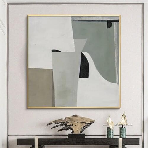 Simple decorative painting hand-painted oil painting geometric pattern graffiti thick texture knife canvas painting restaurant