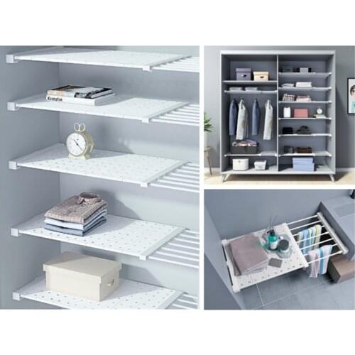 Expandable Shelves Closet Tension Shelf Storage Rack Wall Mounted Kitchen Rack Space Saving Wardrobe Decorative Shelves Holder