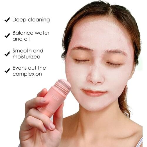Pink Purifying Clay Stick Mask Face Moisturizes Oil Control Deep Clean Pore Blackhead Remover Acne Deep Cleansing