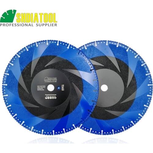 SHDIATOOL 2pcs 350mm Vacuum Brazed Diamond saw Blade for All Purpose 14" Demolition cutting disc For stone iron steel