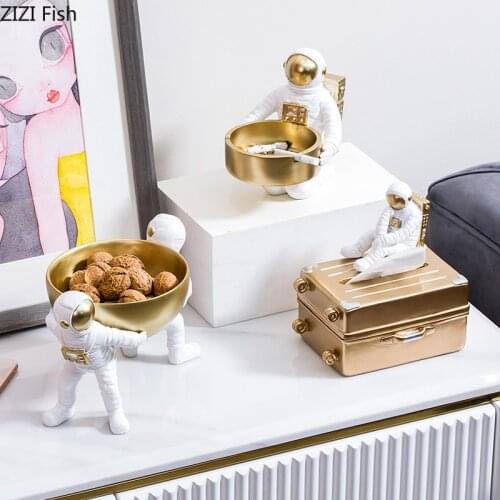 Nordic Creative Tissue Box Storage Jar Resin Cute Character Home Decoration Astronaut Sculpture Room Decor Birthday Wedding Gift